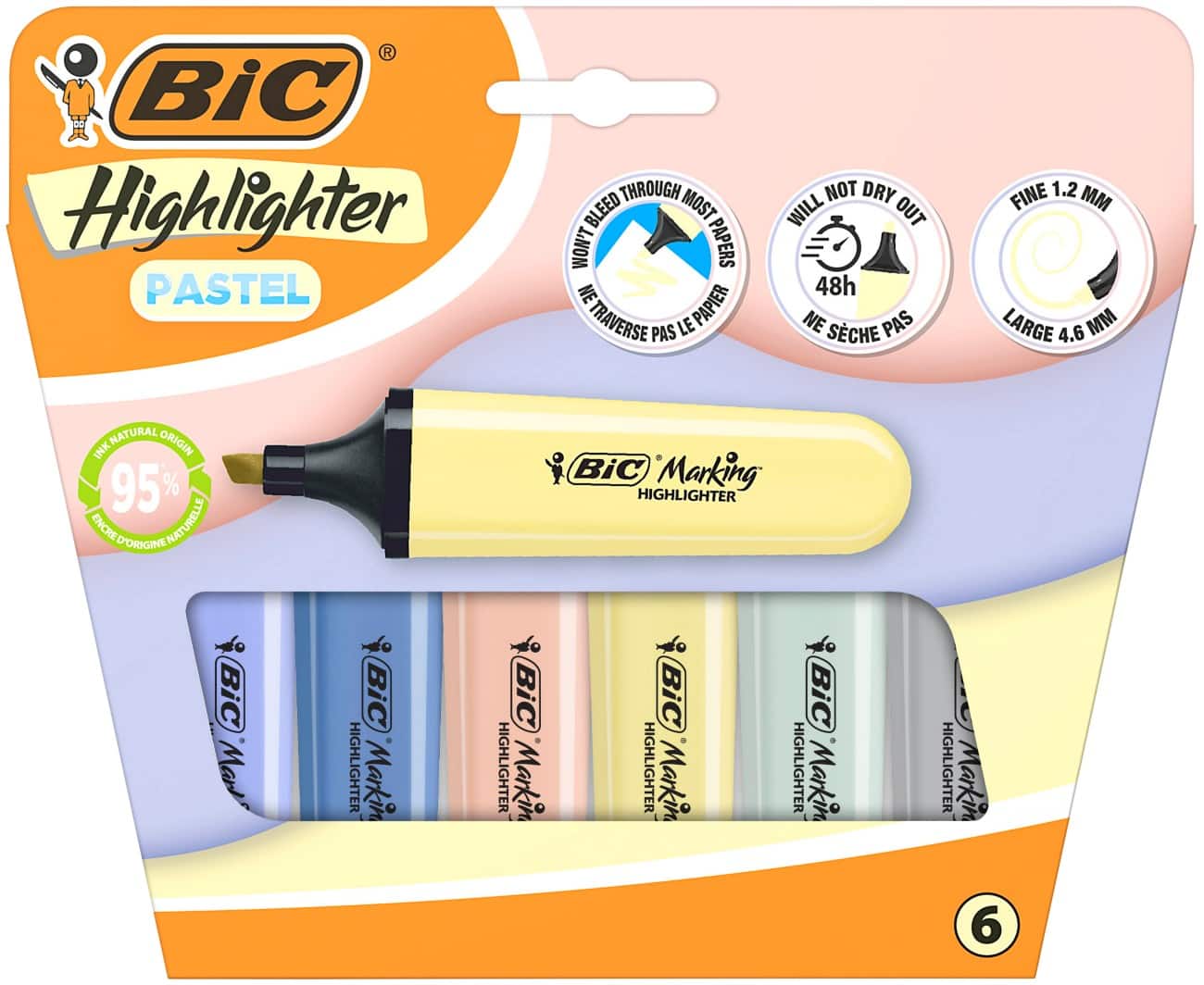 BIC Textmarker Gemischt Mittelere Keilspitze 1,2 mm 6 Stück