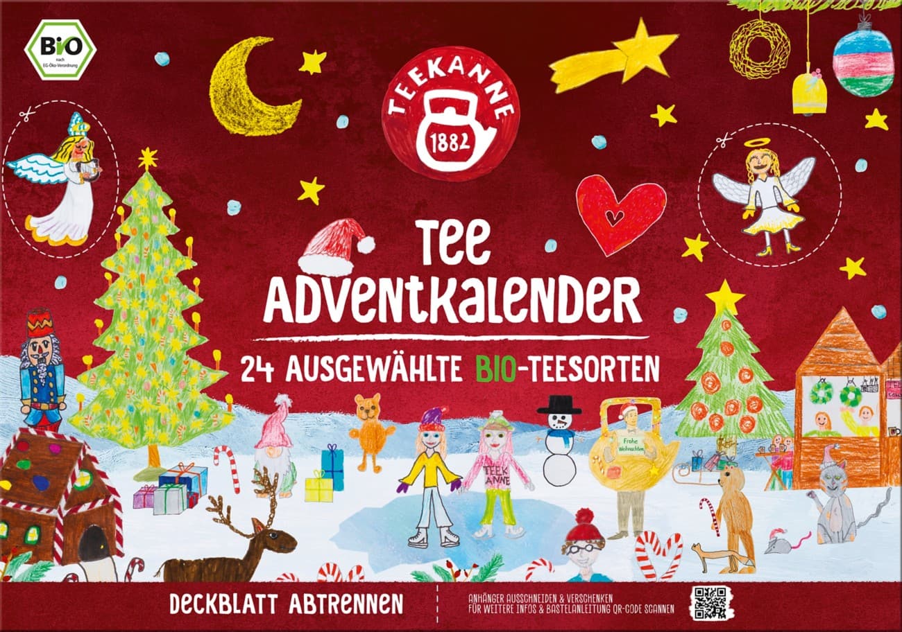 TEEKANNE Adventskalender Teebeutel Koffeinfrei Früchtetee Gemischt 24 Stück
