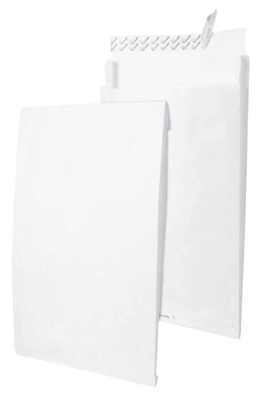 Tyvek B4 Faltenversandtaschen mit Abzieh- und Verschlusslasche Weiß 250 (B) × 353 (H) mm ohne Fenster 100 Stück