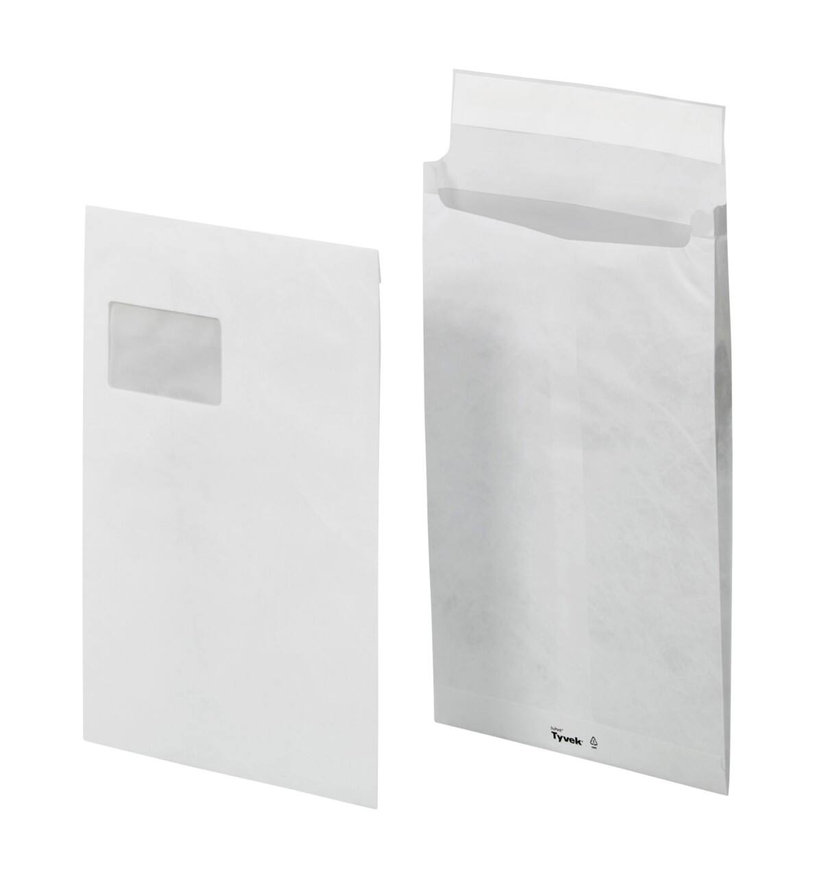 Tyvek C4 Faltenversandtaschen mit Abzieh- und Verschlusslasche Weiß 229 (B) × 324 (H) mm mit Fenster 100 Stück