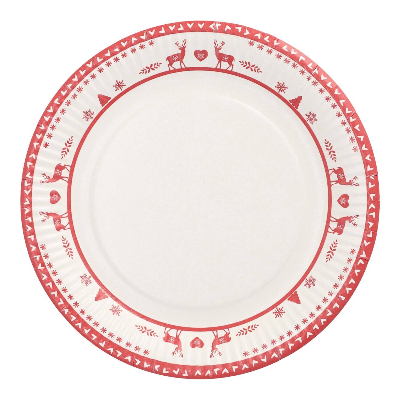 PAPSTAR Einwegteller aus Papier Rentiermotiv 23 cm 10 Stück