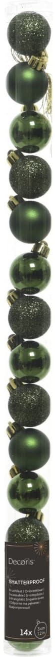 DECORIS Bruchsichere Christbaumkugel Grün Mini 3 cm 14 Stück