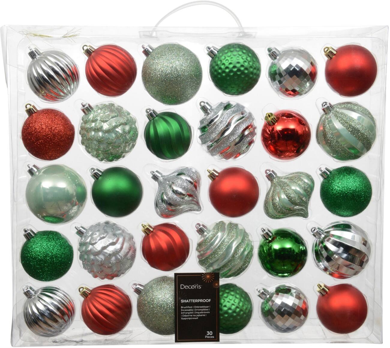 DECORIS Bruchsichere Christbaumkugeln Gemischte Packung mit 30 Stück