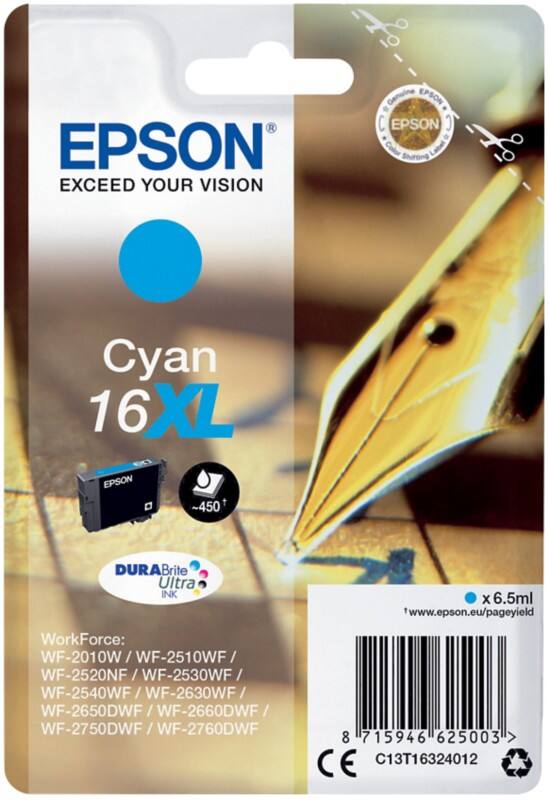 Epson 16XL Original Tintenpatrone C13T16324012 Cyan