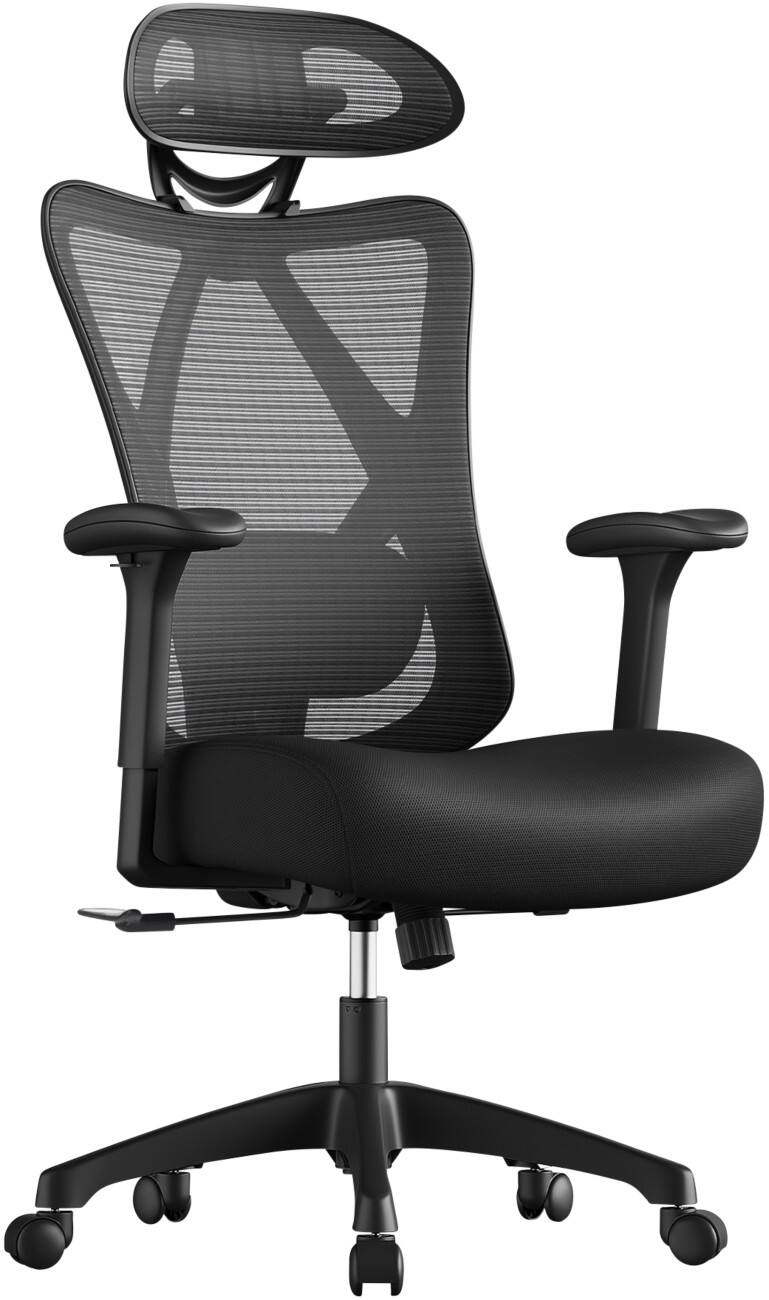 SONGMICS Kime Ergonomischer Stuhl Feste Armlehnen Höhenverstellbare SitzSchwarz max. 150 kg