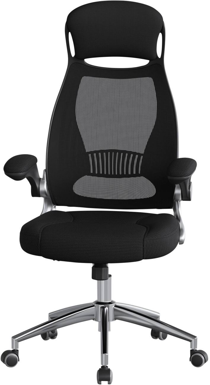 SONGMICS Stevon Bürostuhl Wippmechanik Feste Armlehnen Höhenverstellbarer Sitz Schwarz max. 150 kg