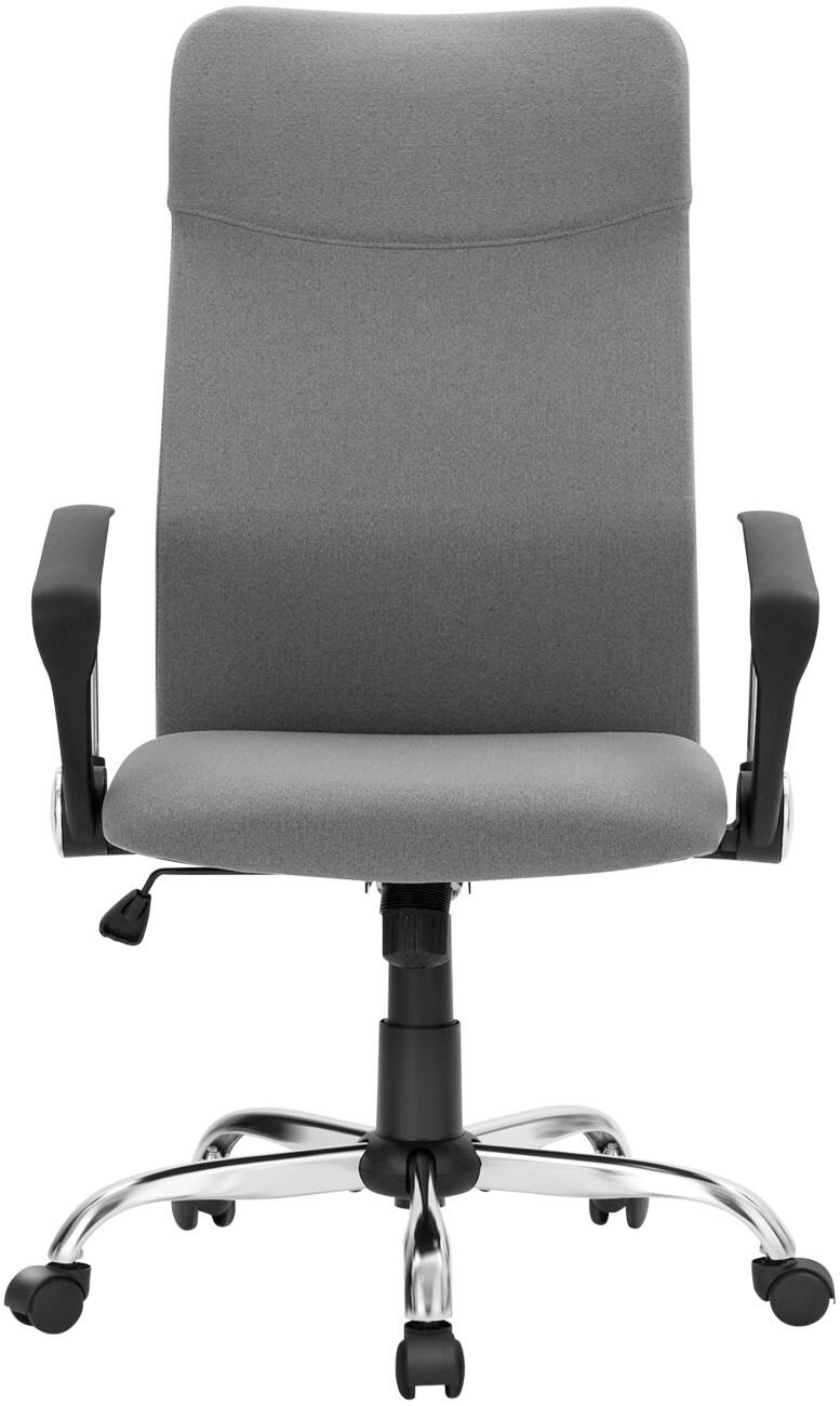 SONGMICS Kime Bürostuhl Wippmechanik Feste Armlehnen Höhenverstellbarer Sitz Grau max. 120 kg