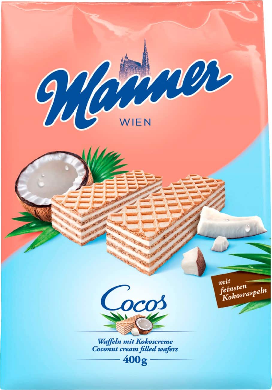 Manner Kokosnusscreme-Füllung Waffelgebäck Tüte 400 g