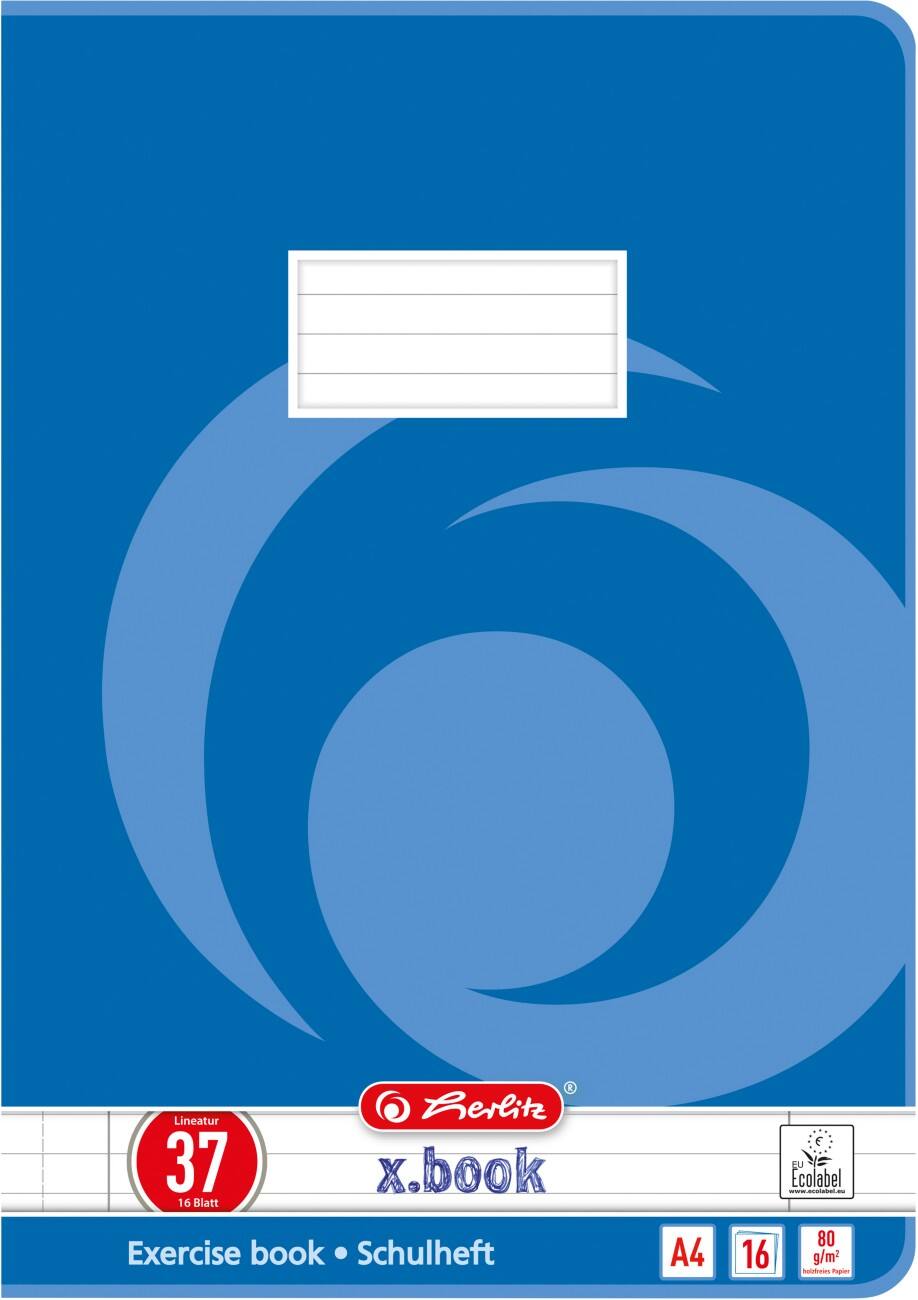 herlitz Schulheft DIN A4 Blau 16 Blatt Whirl-Motiv