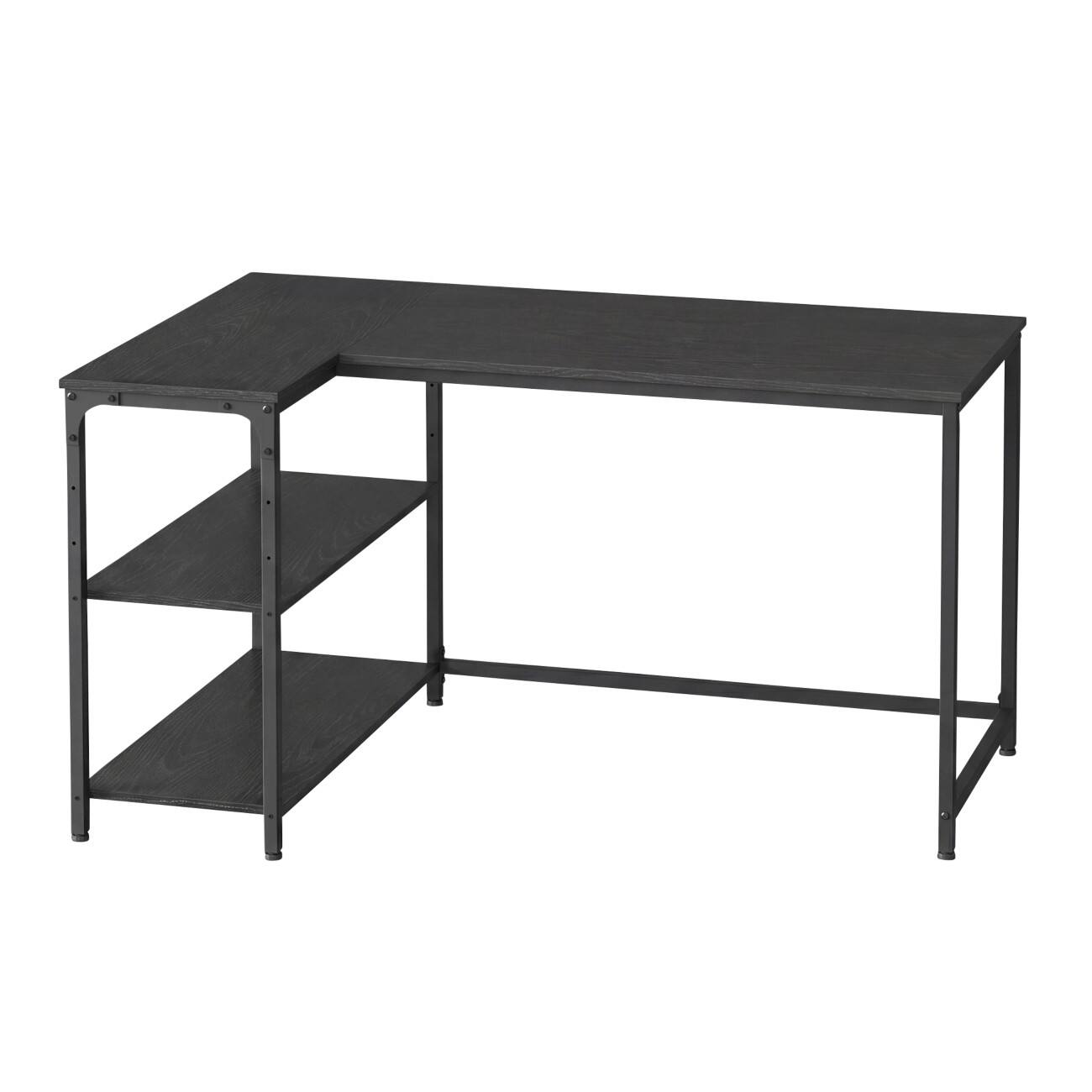 VASAGLE Computer-Schreibtisch L-Form Ebenholz L-Fuß 1.200 (B) x 800 (T) x 760 (H) mm Spanplatte, Stahl