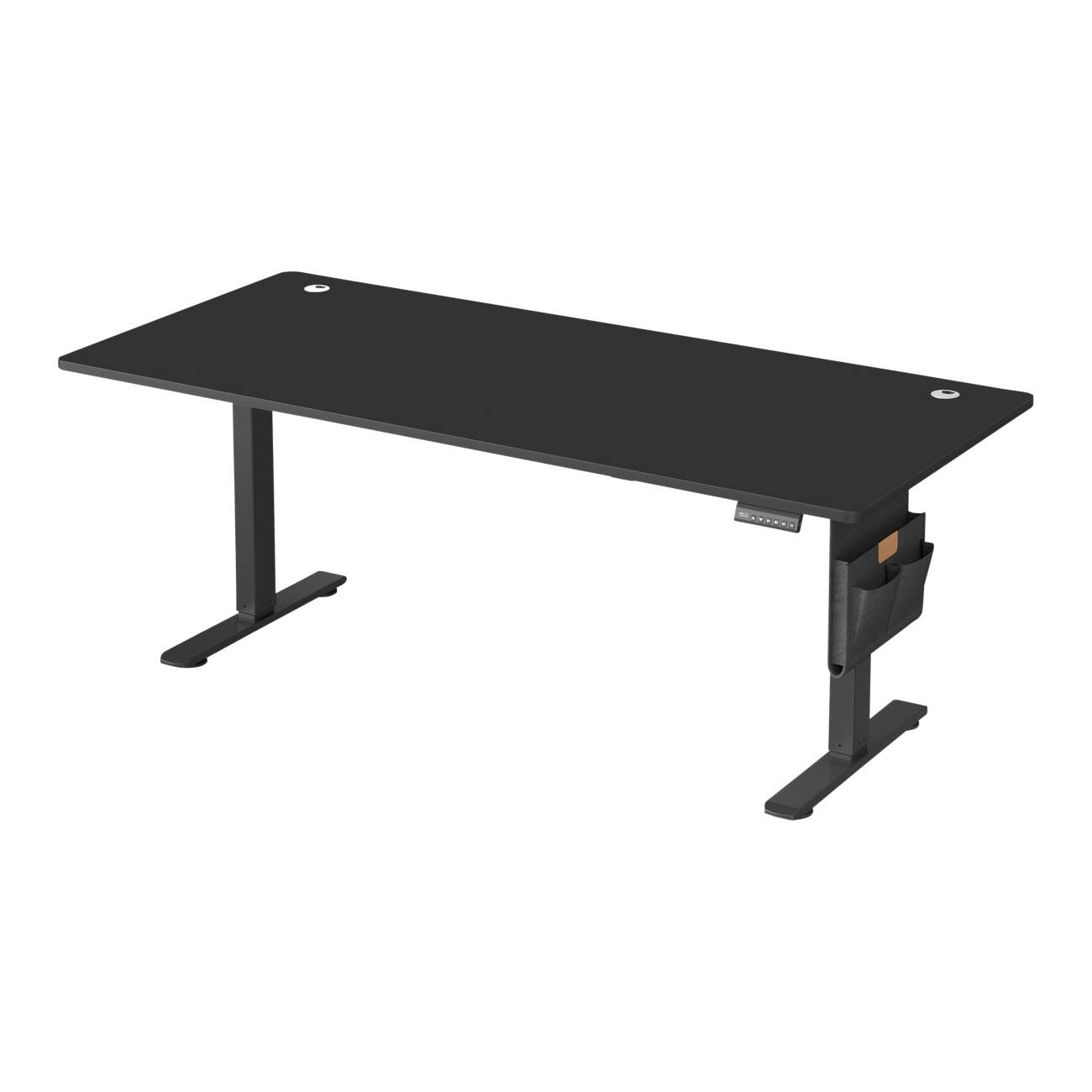 SONGMICS Elektronisch Höhenverstellbar Sitz-Stehschreibtisch Rechteckig  Schwarz 4 Metallbeine 1.400 (B) x 600 (T) x 1.200 (H) mm Spanplatte, Stahl