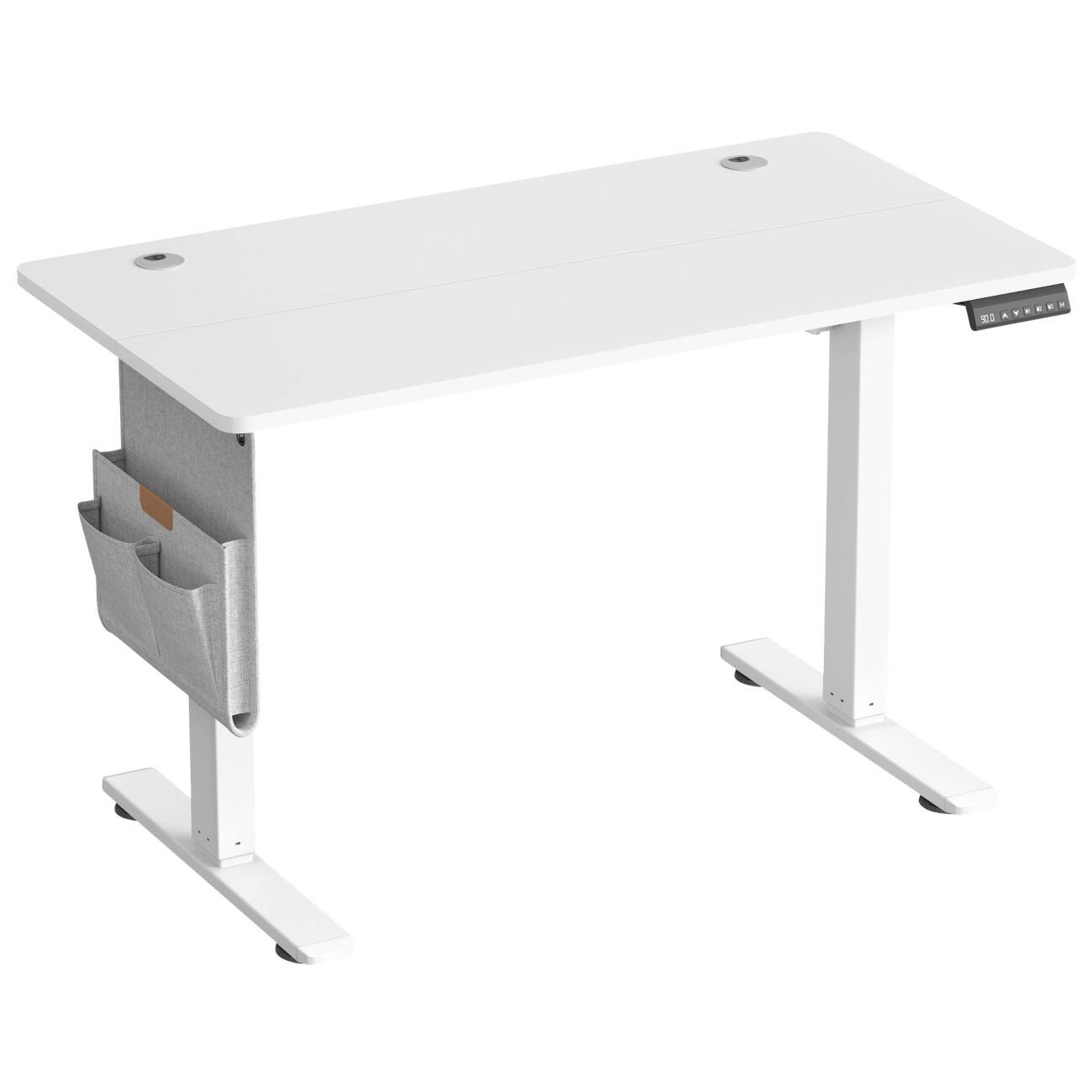 SONGMICS Elektronisch Höhenverstellbar Sitz-Stehschreibtisch Rechteckig Weiß 4 Metallbeine 1.000 (B) x 600 (T) x 1.200 (H) mm PA (Polyamid), Spanplatte, PL (Polyester), Stahl