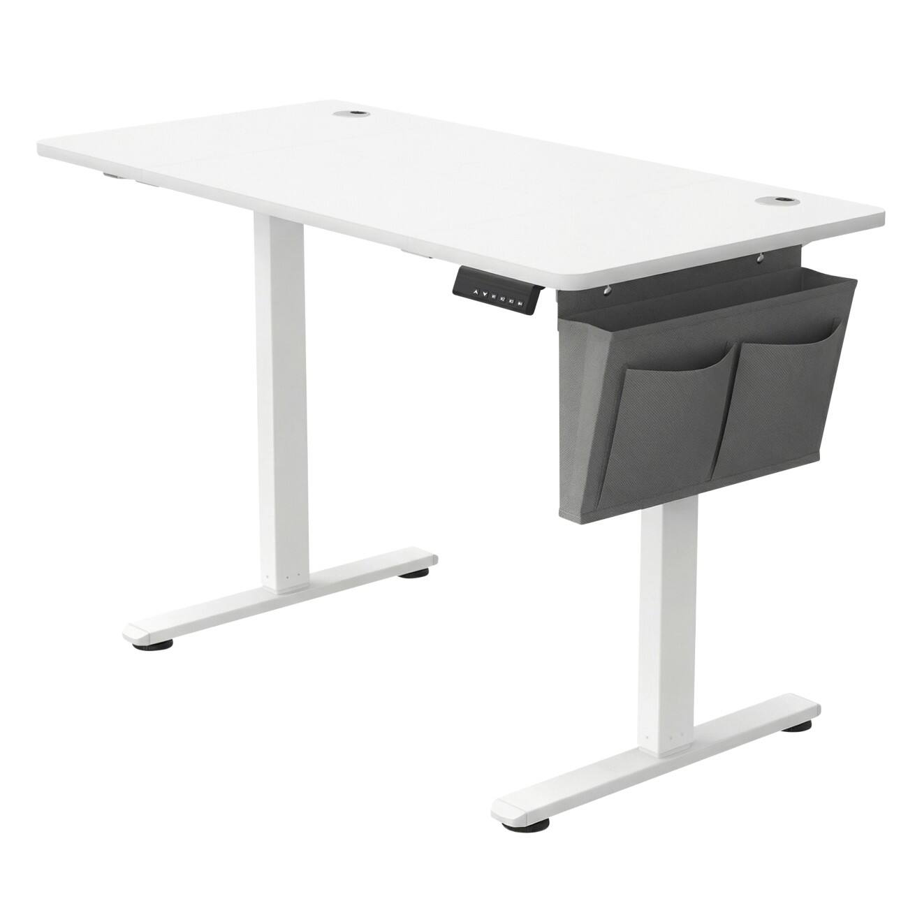 SONGMICS Elektronisch Höhenverstellbar Sitz-Stehschreibtisch Rechteckig Weiß 4 Metallbeine 1.200 (B) x 600 (T) x 1.200 (H) mm Spanplatte, Stahl