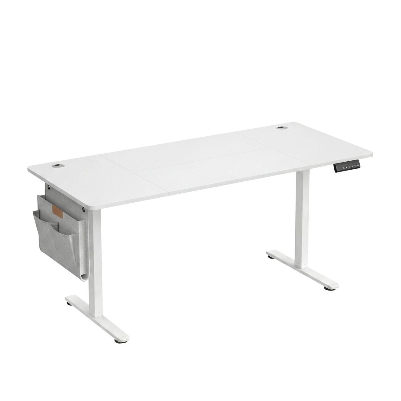 SONGMICS Elektronisch Höhenverstellbar Sitz-Stehschreibtisch Rechteckig Weiß 4 Metallbeine 1.600 (B) x 700 (T) x 1.200 (H) mm Spanplatte, Stahl