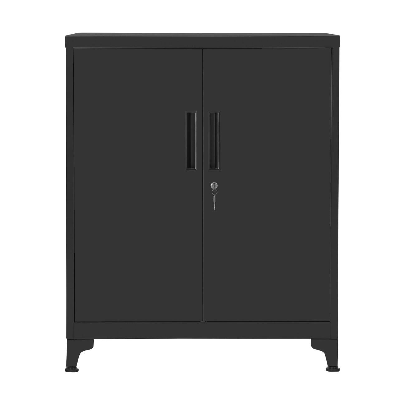 SONGMICS Stahl Aktenschrank Abschließbar 800 x 400 x 900 mm Schwarz