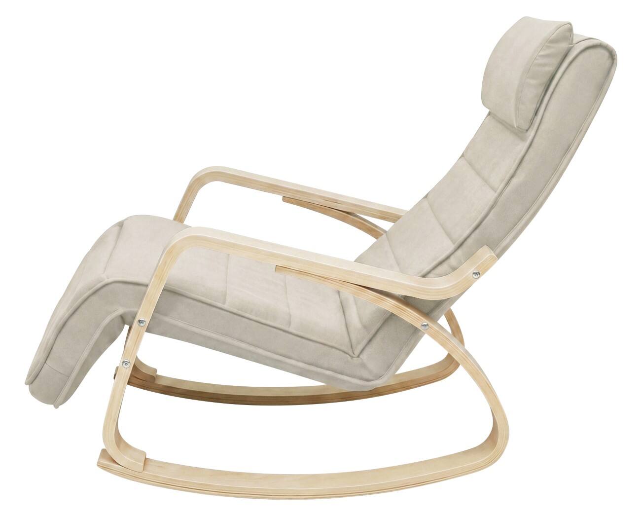 SONGMICS Teou Schaukelstuhl Stoffbezug Feste Armlehnen Beige 150 kg 550 x 1.215 x 840 mm