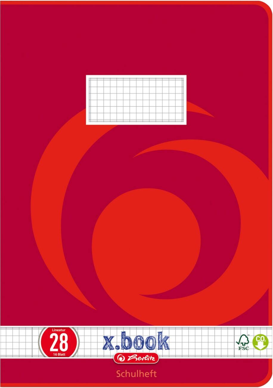 herlitz Schulheft DIN A4 Rot 16 Blatt Whirl-Motiv