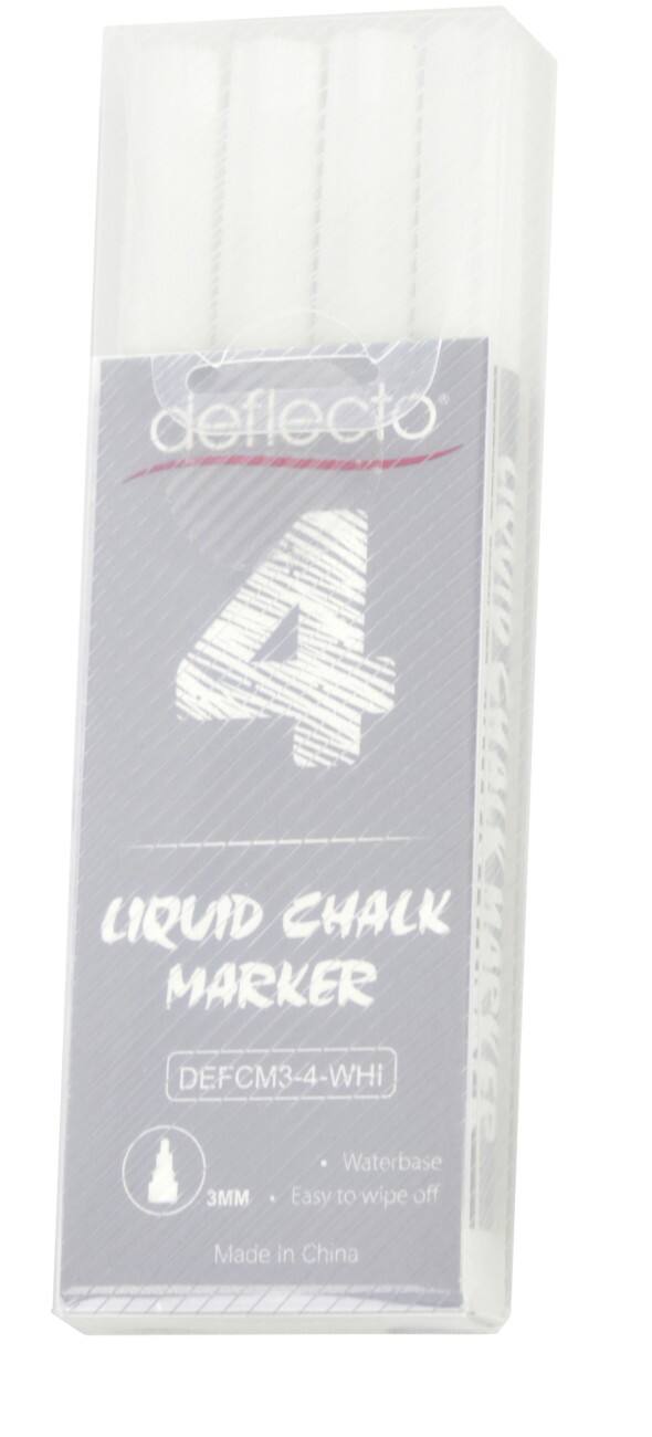 Deflecto nicht-permanenter Kreidemarker Weiß feine Keilspitze 3 mm 4 Stück