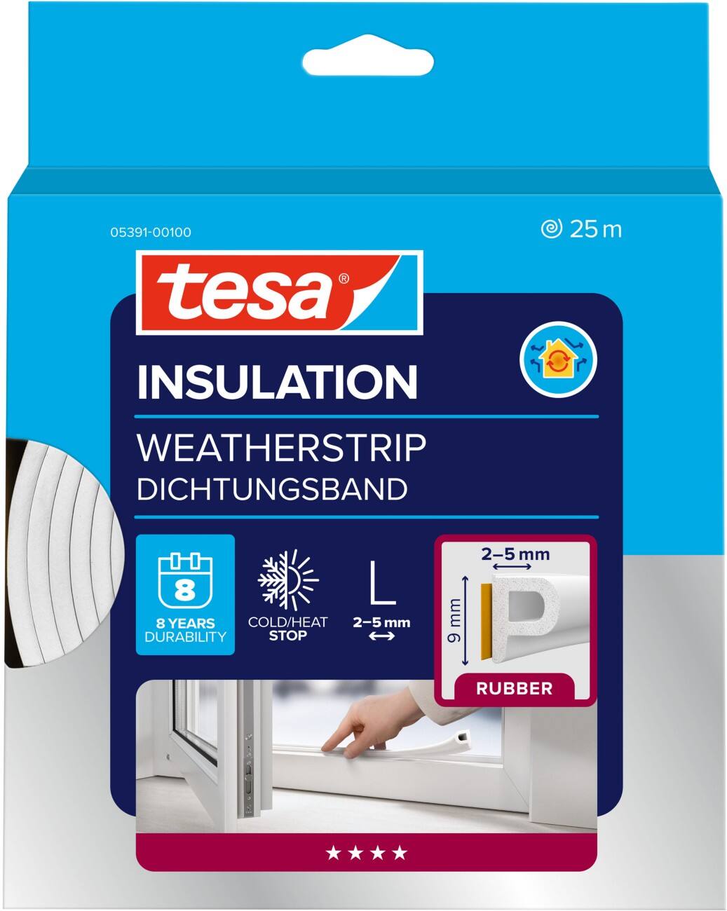 tesa Dichtungsband Weiß 185 mm Synthetische Fasern