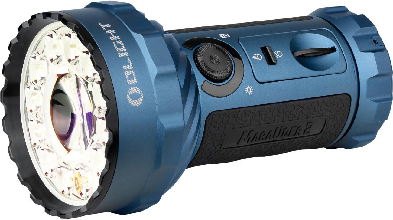 Olight Marauder Mini 2 Taschenlampe mit 10.000 Lumen und Dual-Beam-Blau