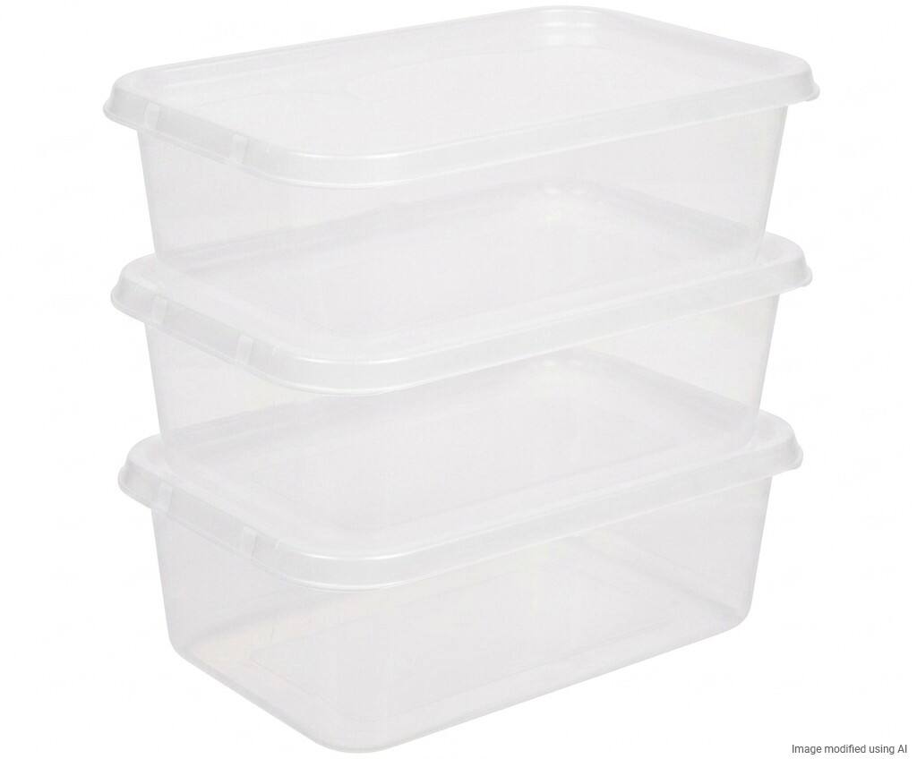 Viking Basic PP (Polypropylen) Aufbewahrungsbox 30 L Mit Deckel Transparent 21,5 x 59 x 38,5 cm 3 Stück