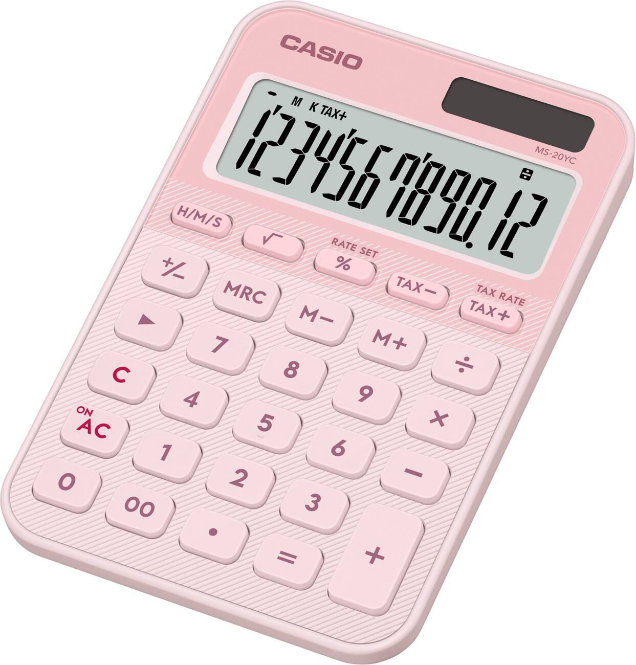 Casio Colorful Tischrechner mit 12-stelligem Display Pastellrosa MS-20YC-LP
