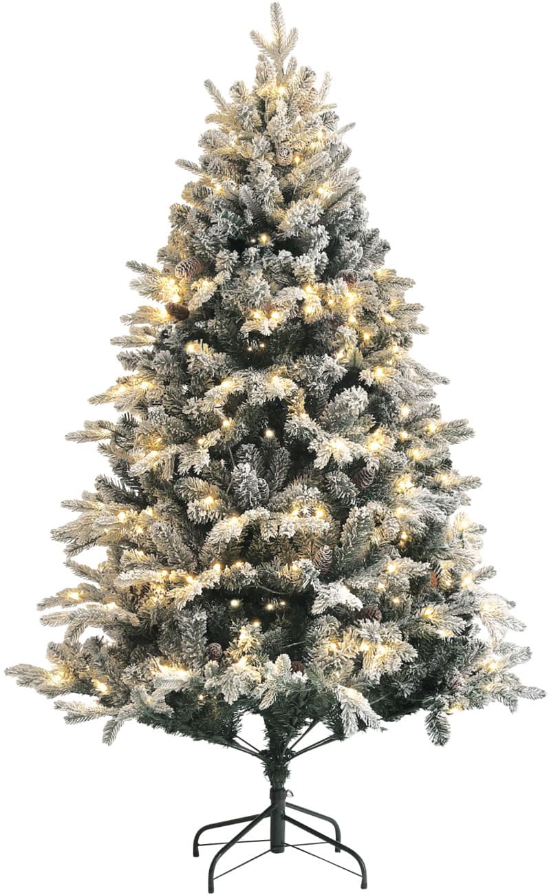 HOMCOM Künstlicher Weihnachtsbaum Vorbeleuchtet Schneebedeckt 180 cm