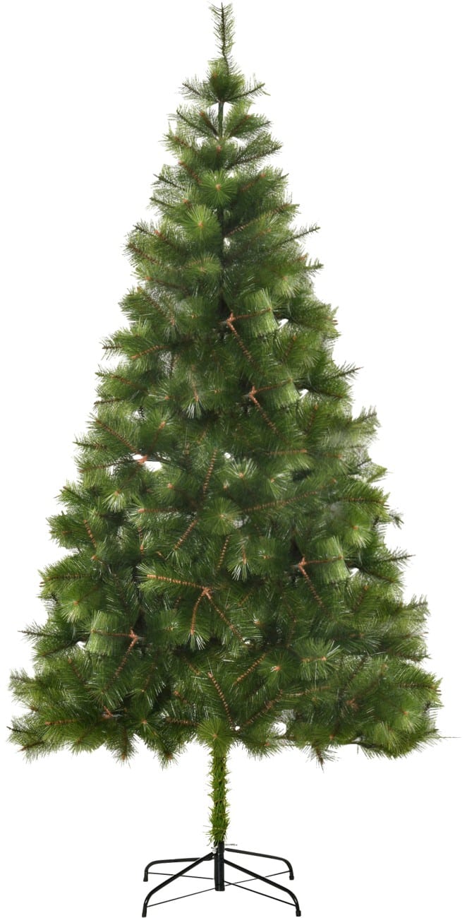 HOMCOM Künstlicher Weihnachtsbaum Silberne Akzente Grün 210 cm