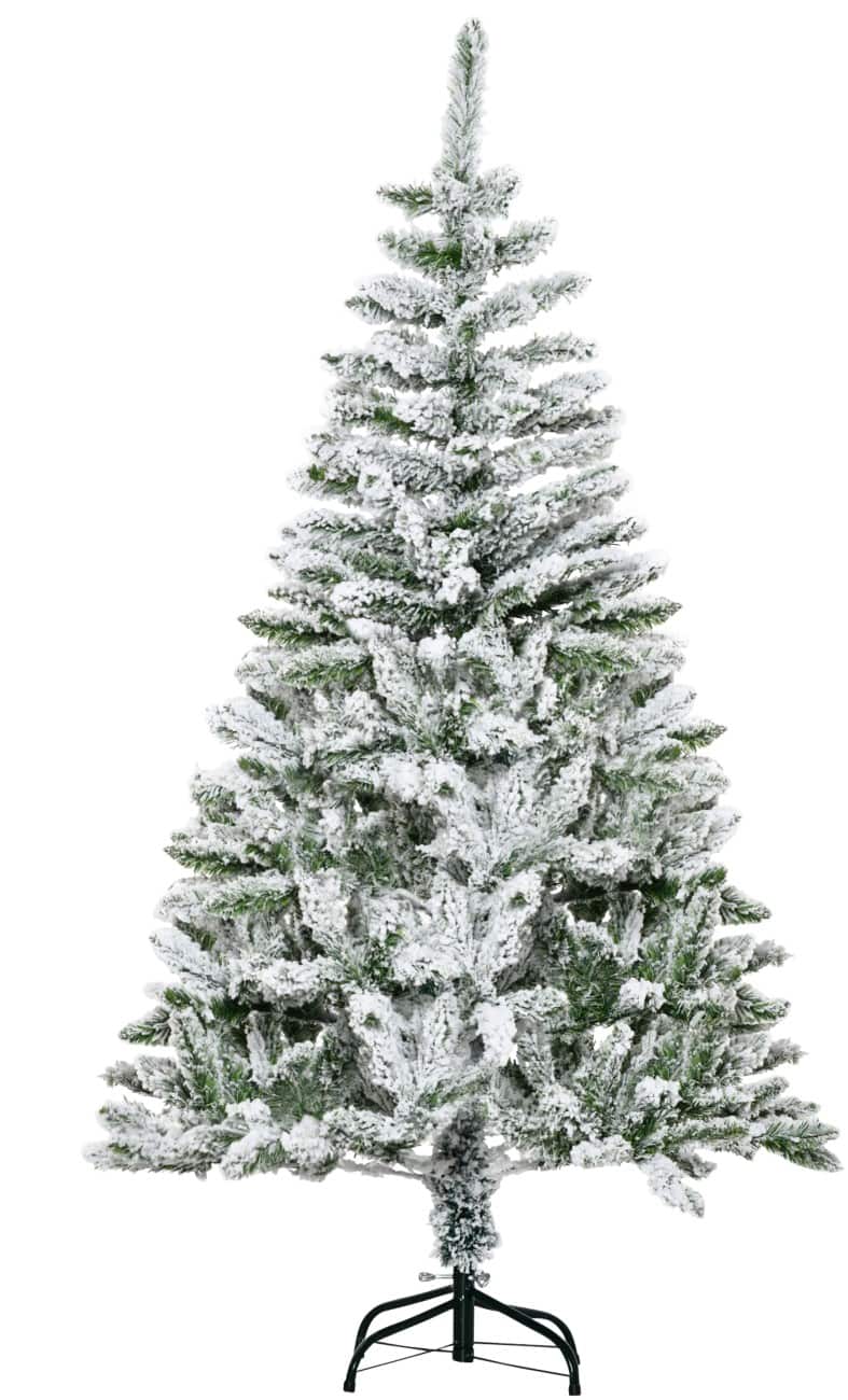 HOMCOM Kunstweihnachtsbaum Sschneebedeckt Grün-Weiß 150 cm