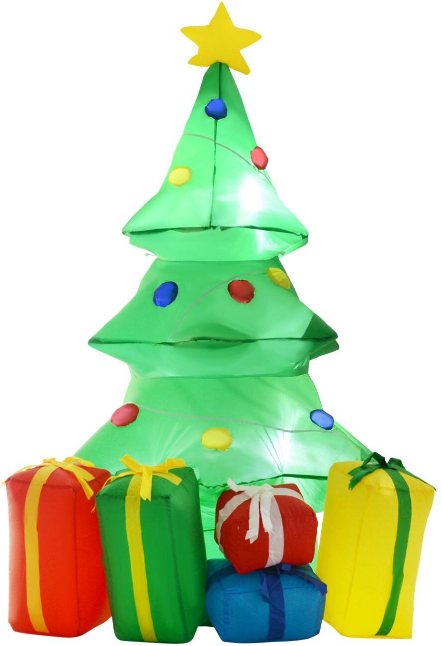 HOMCOM Aufblasbarer Weihnachtsbaum mit Geschenken und LED-Lampen 65 x 75 x 150 cm