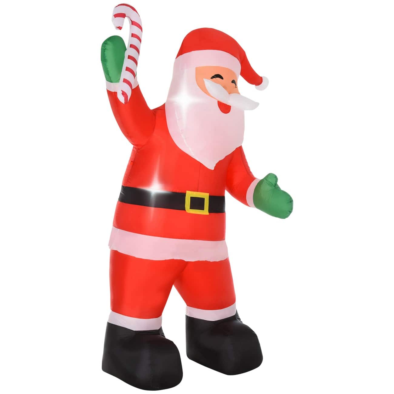 HOMCOM Aufblasbarer Weihnachtsmann mit Zuckerstangen-Gebläse und LED-Lampen, 125 x 95 x 243 cm
