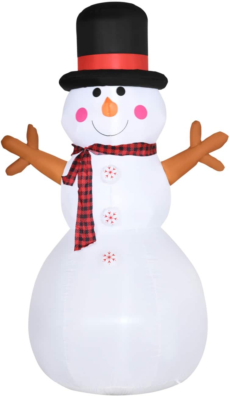HOMCOM Aufblasbarer Weihnachtsschneemann mit Gebläse und LED-Lampen 100 x 80 x 182 cm