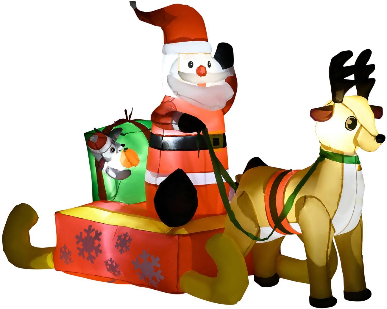 HOMCOM Aufblasbarer Weihnachtsmann mit Gebläse und LED-Lampen 190 x 72 x 122 cm