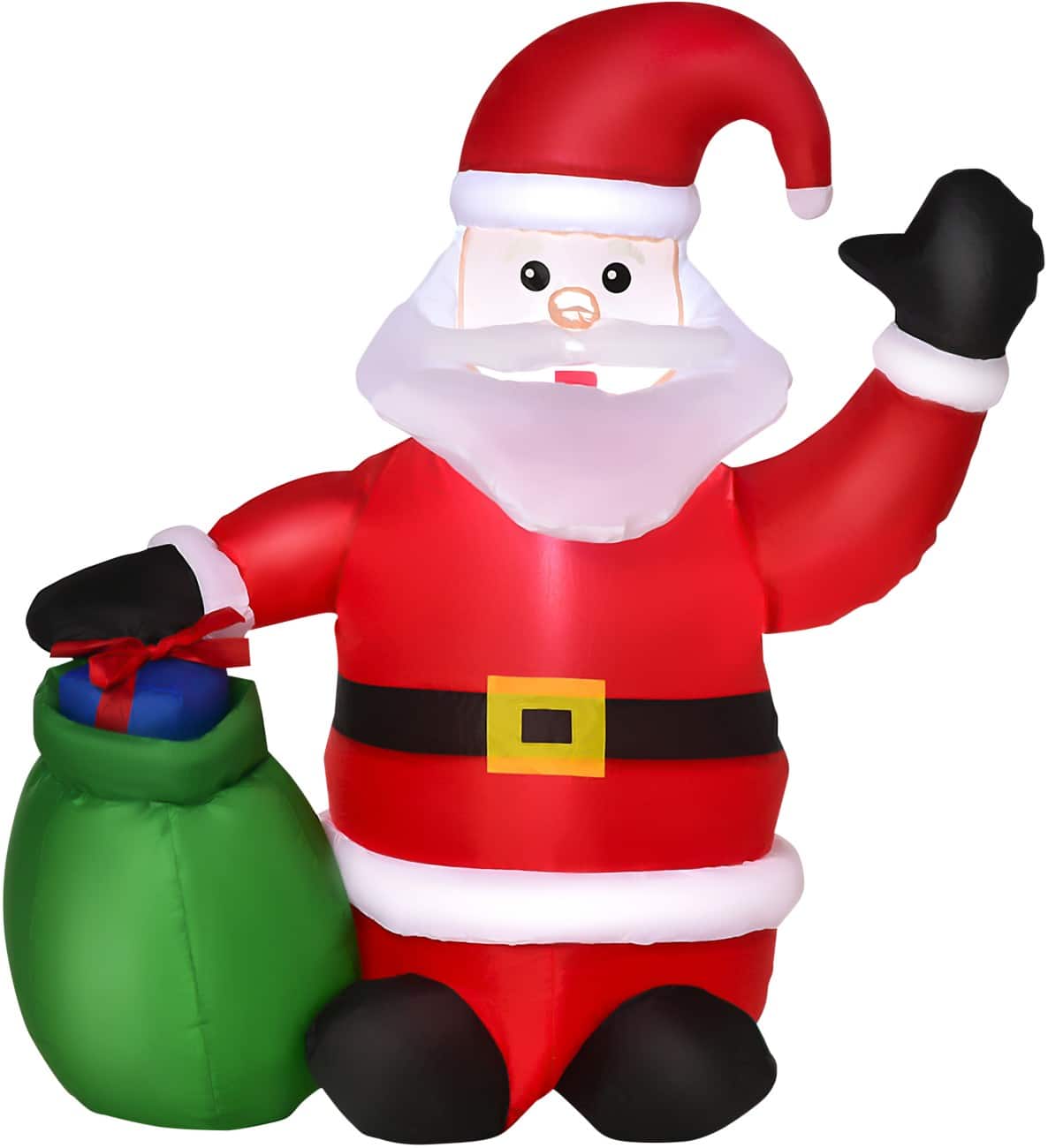 HOMCOM Aufblasbarer Weihnachtsmann mit Geschenksack Gebläse und LED-Lampen 70 x 45 x 120 cm