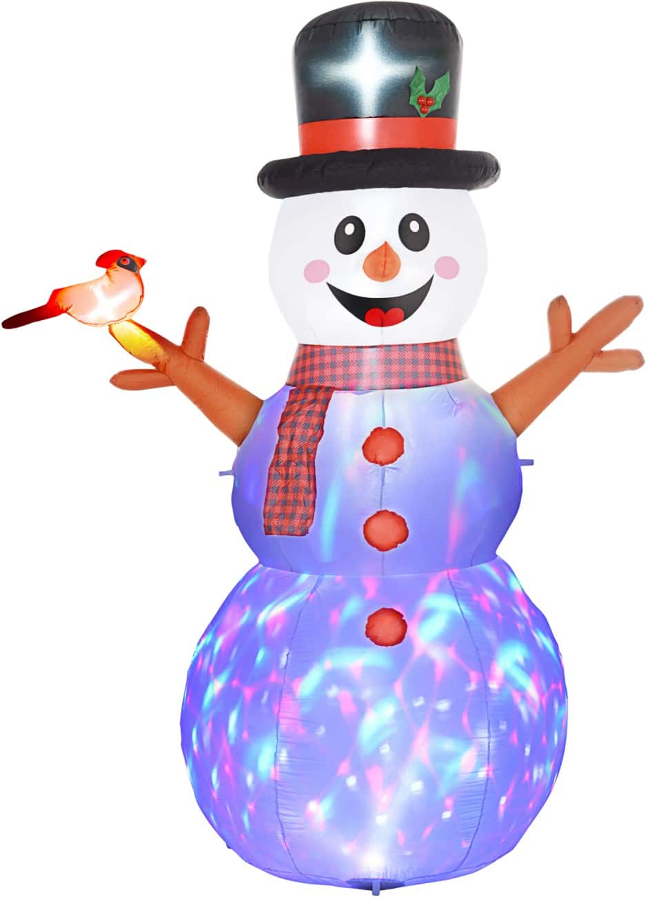 HOMCOM Aufblasbarer Weihnachts-Schneemann mit Astarmen Gebläse und LED-Beleuchtung 165 x 100 x 240 cm
