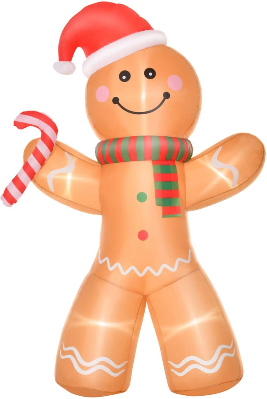 HOMCOM Aufblasbarer Weihnachts-Lebkuchenmann Gebläse und LED-Lampen 170 x 65 x 240 cm