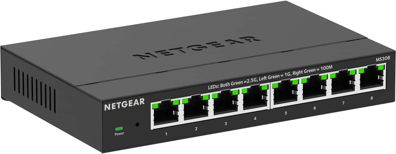NETGEAR MS300-Serie – Unmanaged-Switch mit 8 Ports, Multi-Gigabit, 2,5 G, 40 Gbit/s, Vollduplex – MS308-100EUS