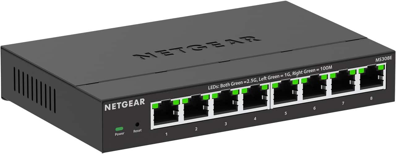 NETGEAR MS300-Serie: 8-Port-Multi-Gigabit-Managed-Switch 2,5 G, 40 Gbit/s Vollduplex MS308E-100EUS