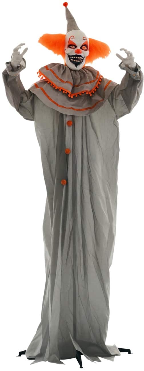 HOMCOM Clown Halloween-Deko Stahl, PL (Polyester) Grau, Orange 65 L x 18 B x 183 H cm