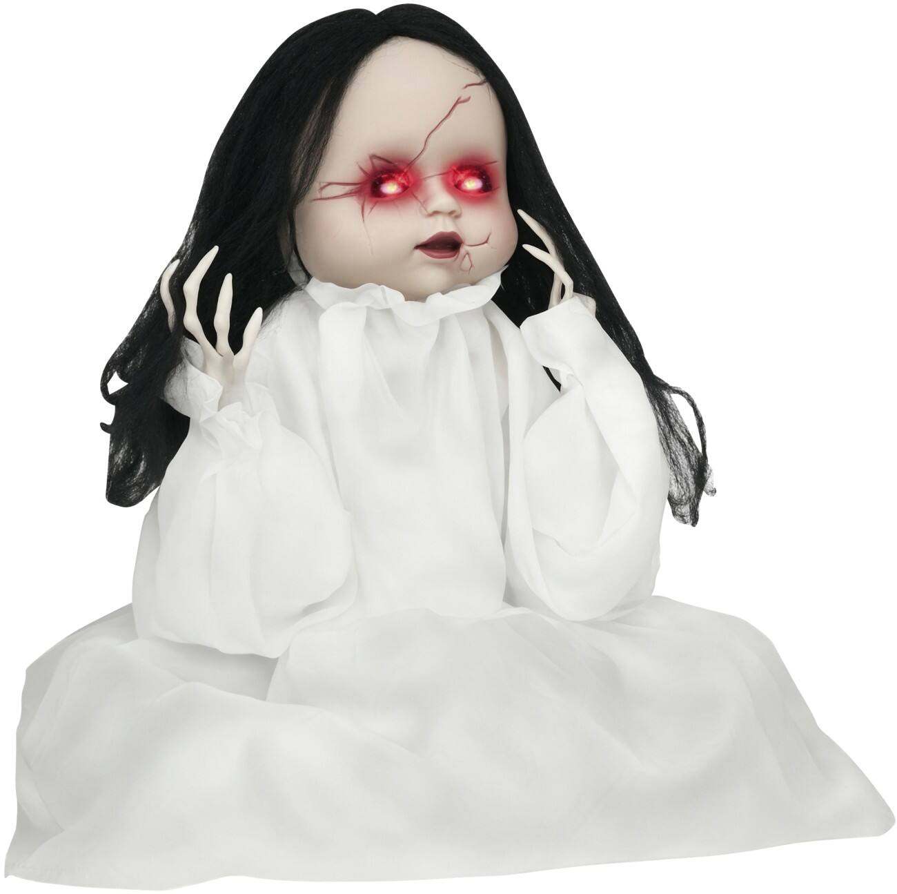 HOMCOM Murder Doll Halloween-Deko PL (Polyester), PE Stahl Weiß 60 L x 15 B x 60 H cm