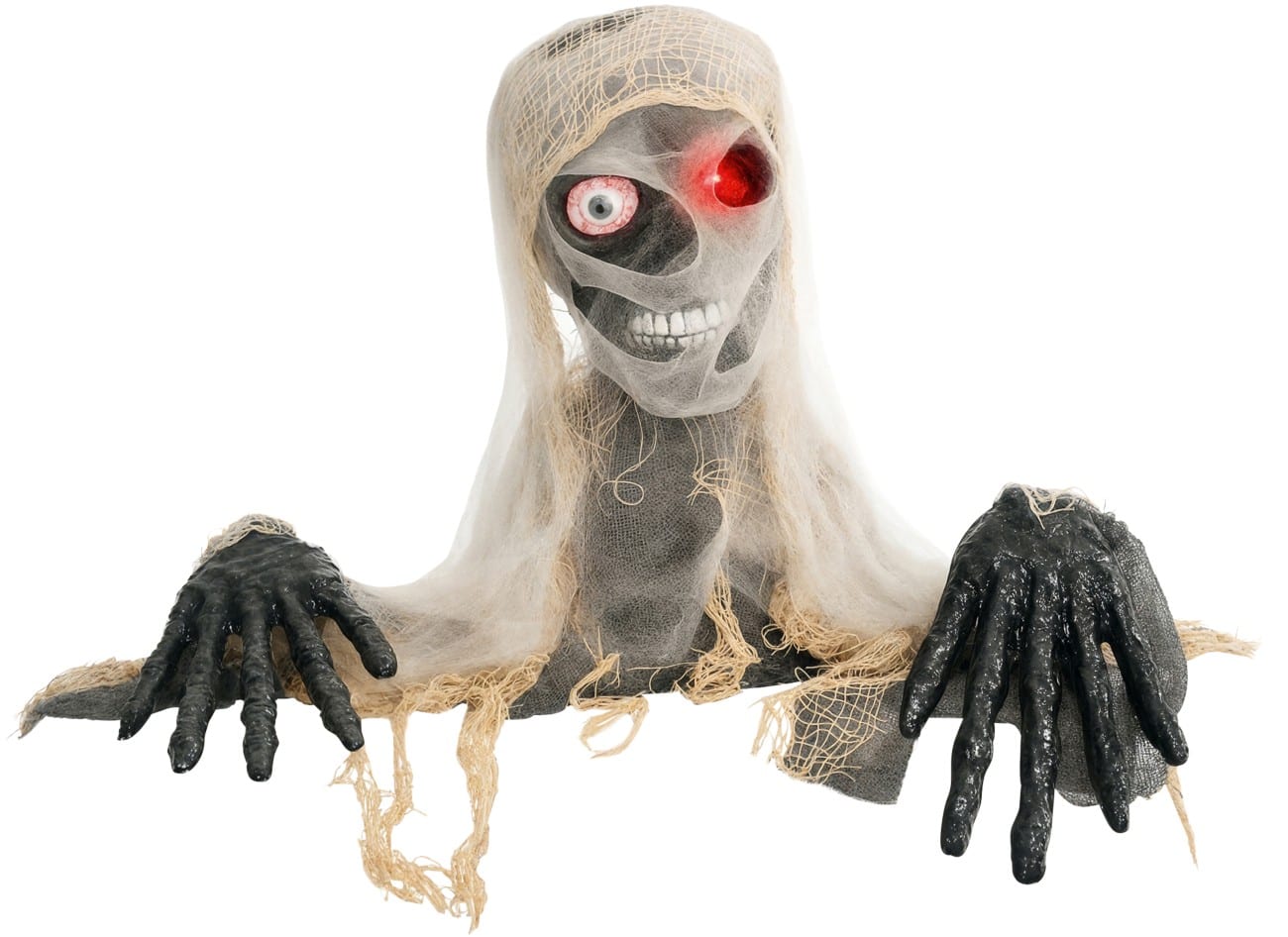 HOMCOM Mumie Halloween-Deko Stahl, PL (Polyester) Braun,Grau 55 L x 18 B x 35 H cm