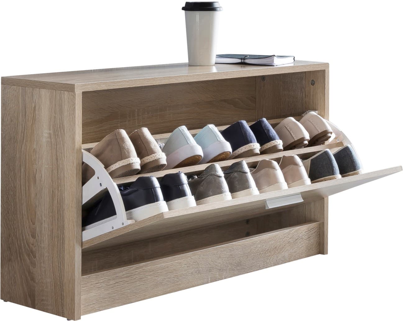 WOHNLING Schuhschrank Laminierte Spanplatte Board 1 Tür