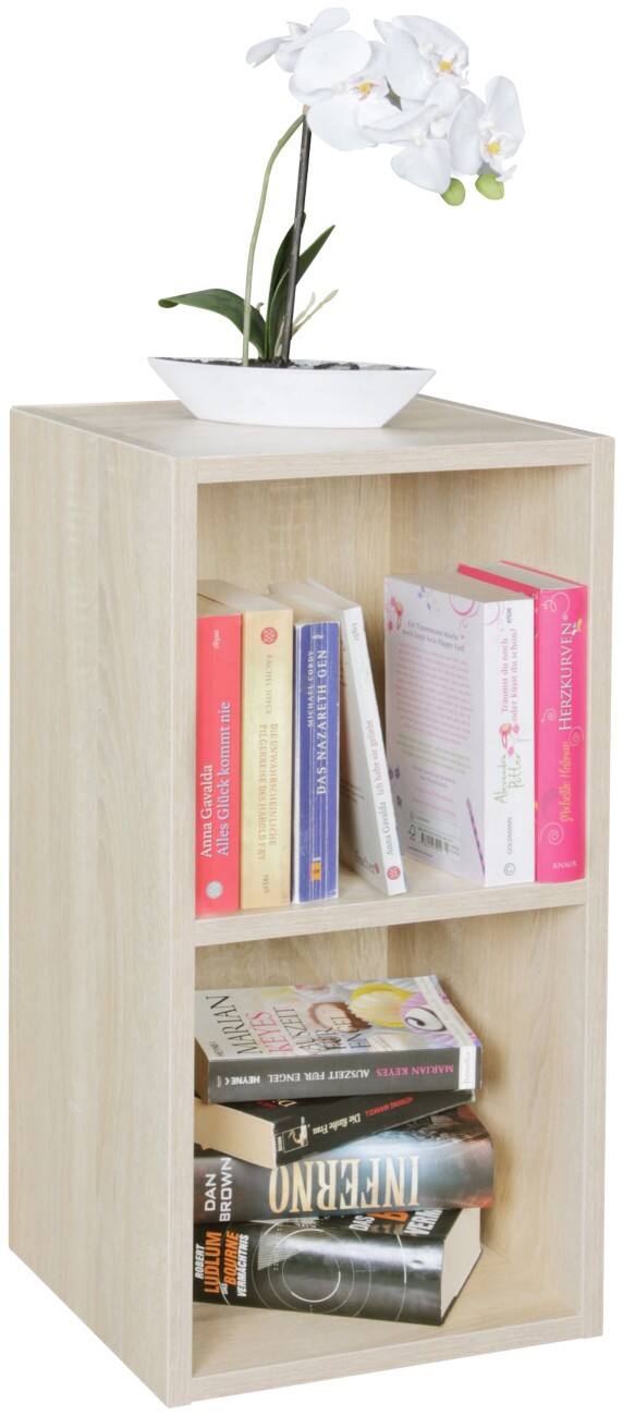 WOHNLING Spanplatte Bücherregal 2 Fachböden 300 x 300 x 600 mm, Eiche Braun