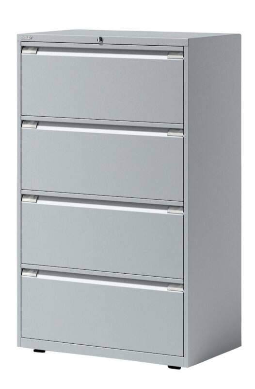 Bisley Hängeregistraturschrank mit 4 Schubladen 4 Schübe Lichtgrau 800 x 470 x 1.300 mm