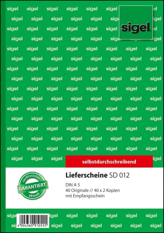 Sigel Lieferschein mit Empfangsschein DIN A5