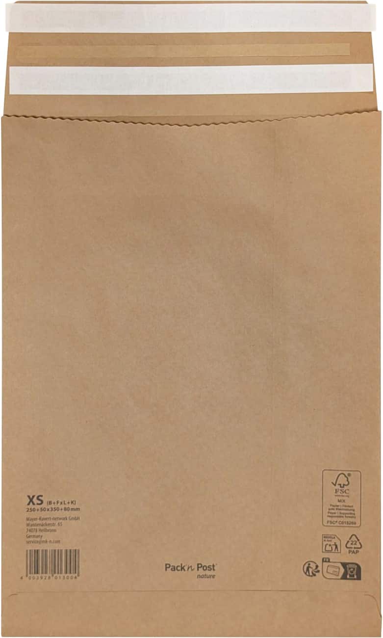 Gusset B4 Versandtasche Abziehstreifen Braun Blanko 100 g/m² 250 Stück