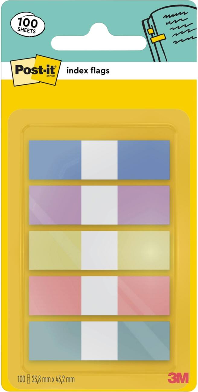 Post-it-Index-Haftstreifen Rechteckig 6,985 x 13,97 x 0,07 cm Pastell Mehrfarbig 100er-Pack