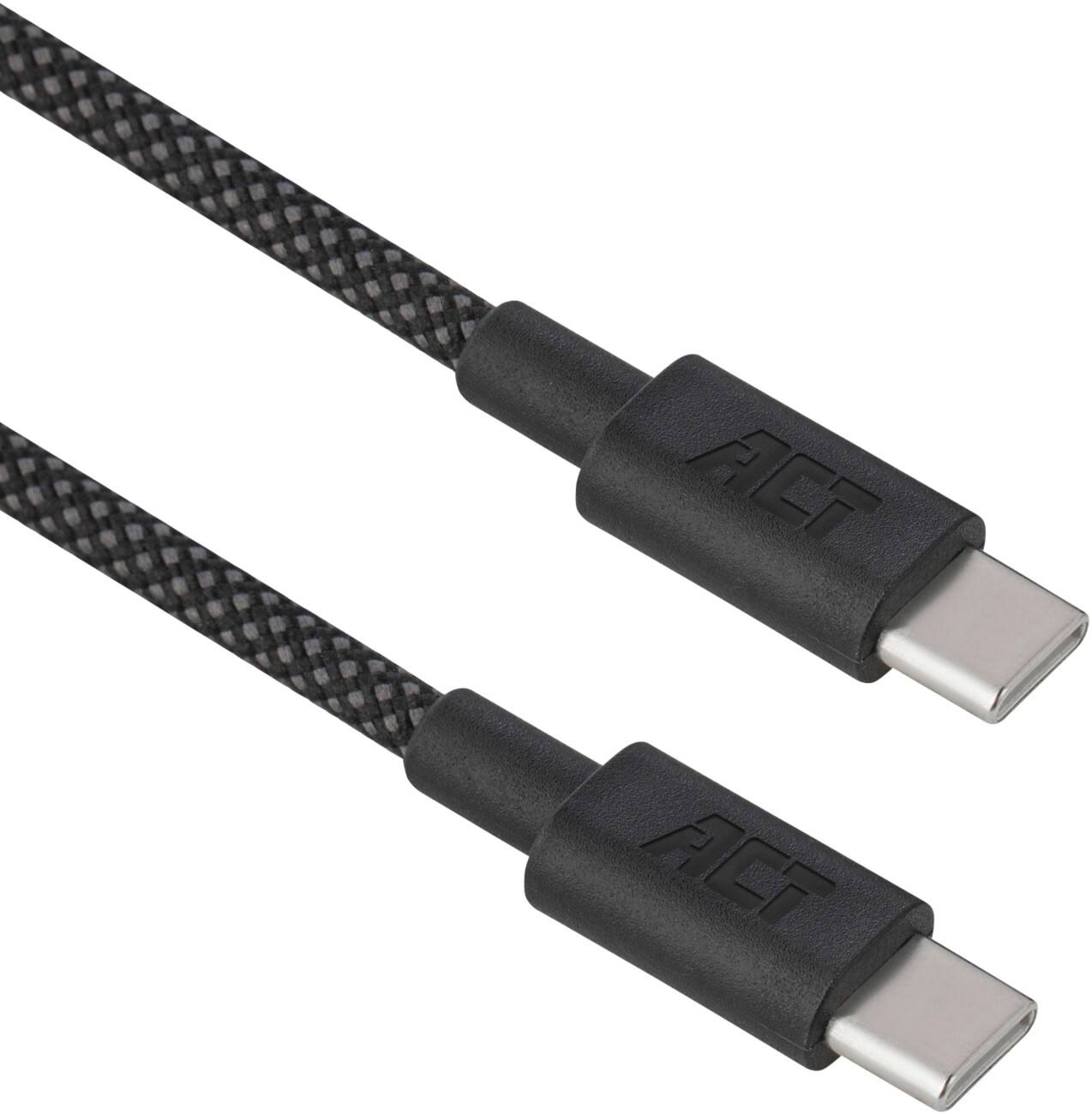 ACT USB 2.0 2 m USB-C-Kabel 60 W PD Geflochten Schwarz AC3083