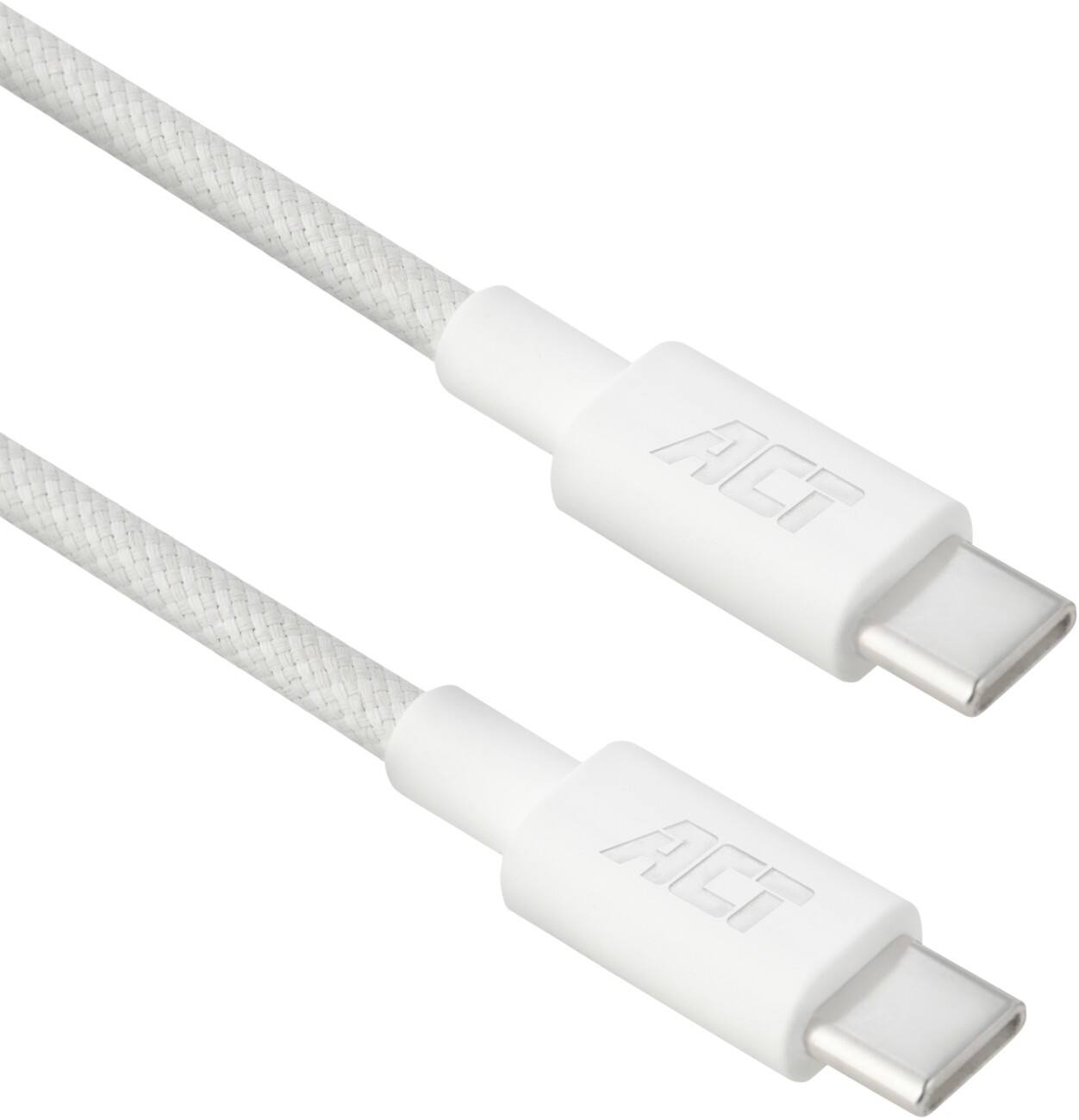 ACT USB 2.0 1 m USB-C-Kabel 60 W PD Geflochten Weiß AC3080