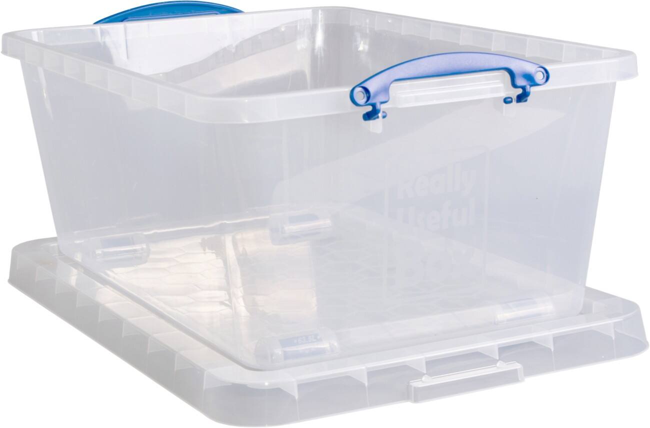 Really Useful Box Kunststoff Aufbewahrungsbox 63,5 L mit Deckel Transparent 46 x 72,5 x 30 cm 3 Stück
